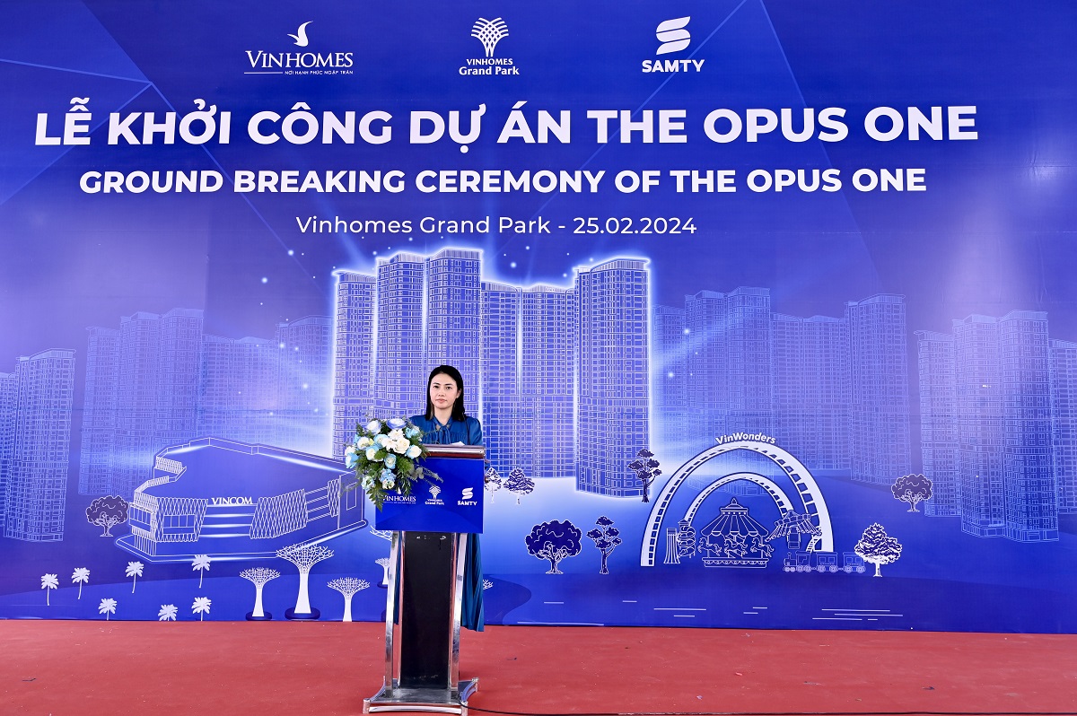 Đại diện chủ đầu tư Vinhomes chia sẻ tại buổi lễ khởi công xây dựng dự án The Opus One.