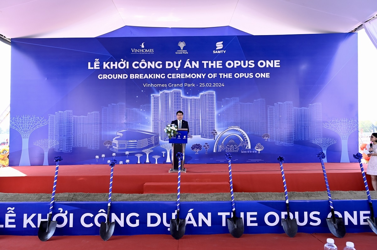 Đại diện Tập đoàn Samty phát biểu tại Lễ khởi công dự án The Opus One.