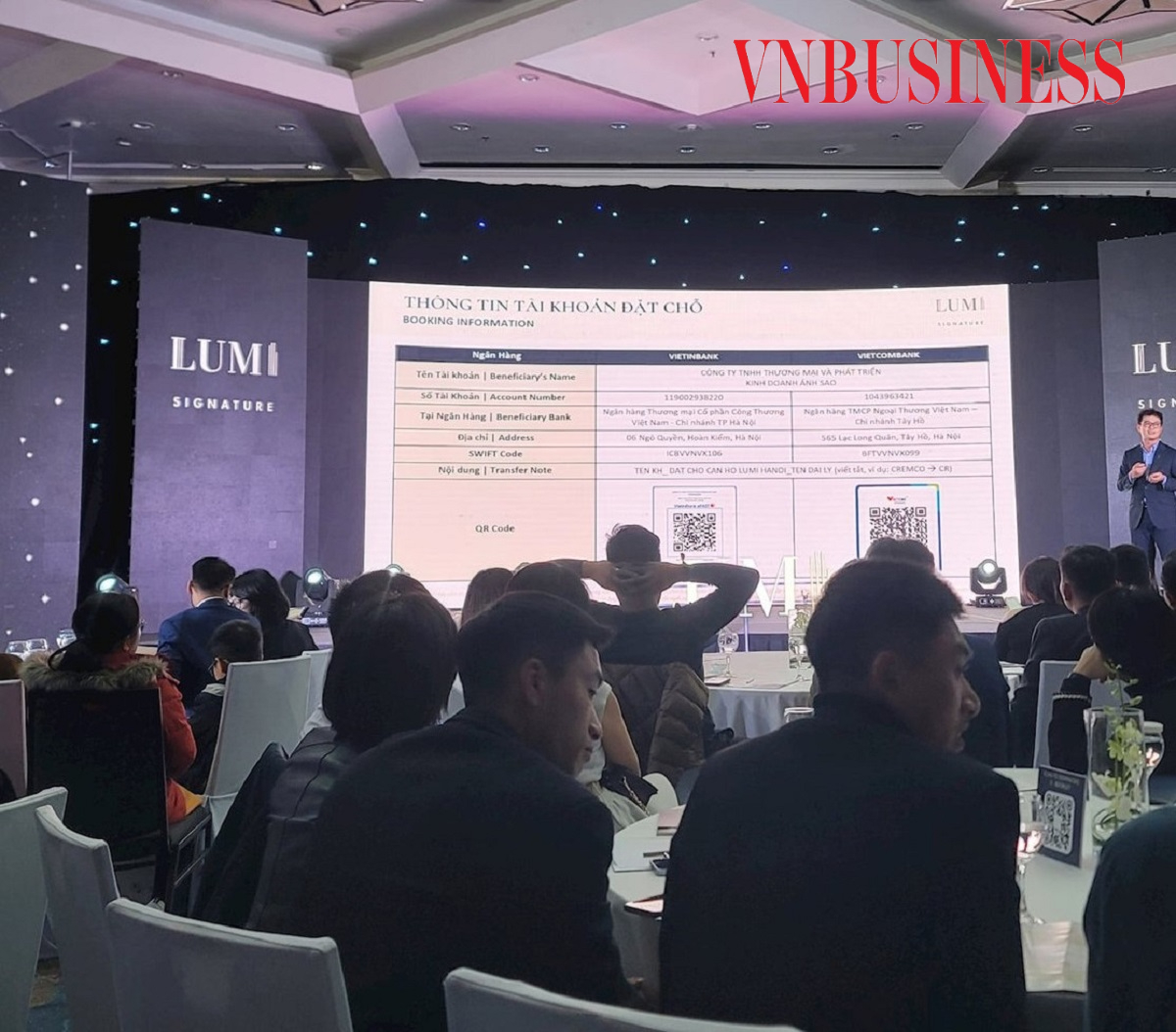 Số tài khoản để khách hàng chuyển khoản booking được công bố trong c