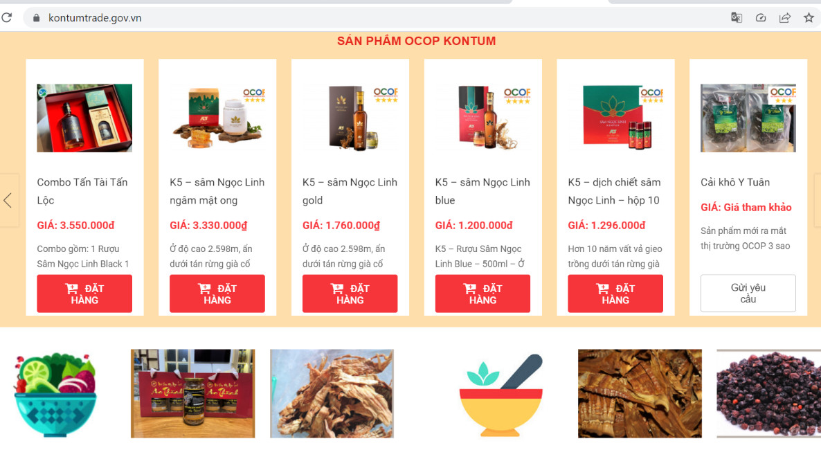 Các trang TMĐT của địa phương đăng bán nhiều loại sản phẩm OCOP.