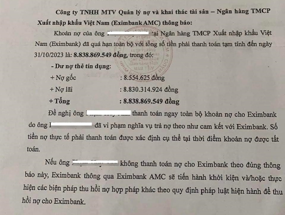 Thông tin về khoản nợ của ông P.H.A tại Eximbank được lan truyền trên mạng xã hội nhiều ngày qua.