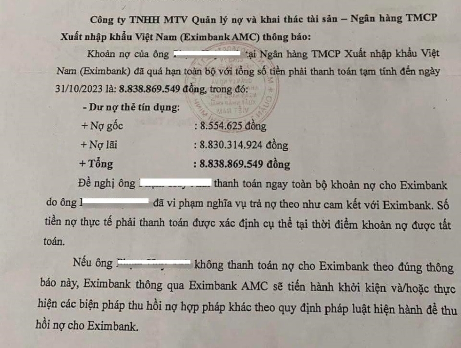 Thông tin về khoản nợ của ông P.H.A tại Eximbank được lan truyền trên mạng xã hội nhiều ngày qua.