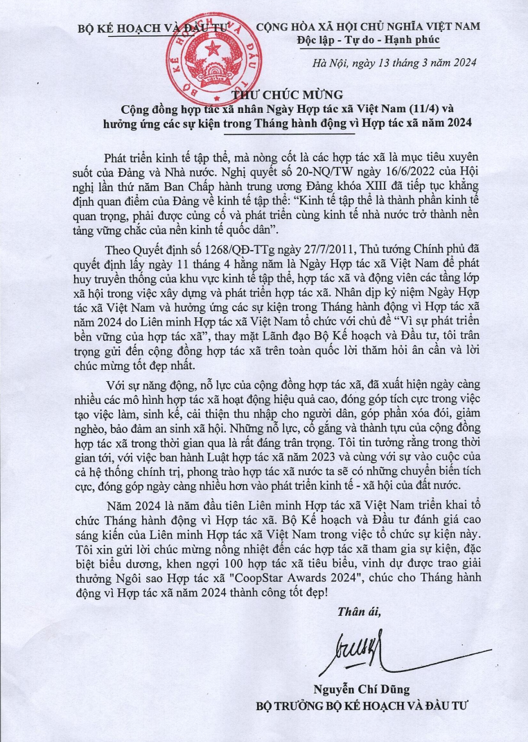 Năm 2024 là năm đầu tiên Liên minh HTX Việt Nam tổ chức Tháng hành động vì HTX.