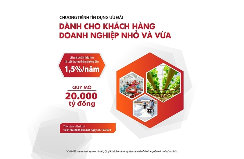 Ngay đầu Quý II/2024, Agribank bổ sung thêm 35.000 tỷ đồng vốn tín dụng ưu đãi dành cho khách hàng cá nhân, doanh nghiệp.