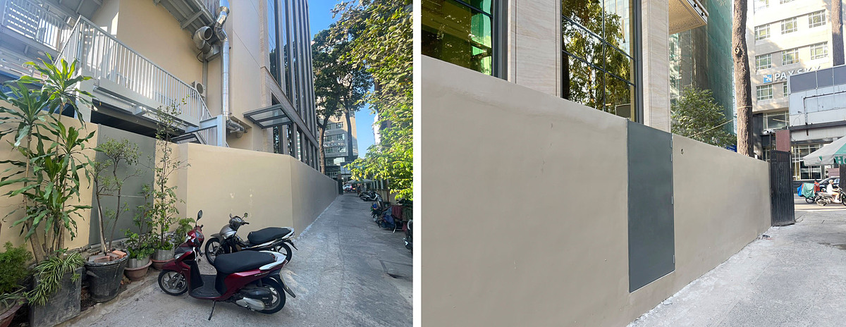 Tại hẻm 39 Phạm Ngọc Thạch, Công ty Phát Đạt cũng xây dựng sai phép 2 cửa ra hẻm này. Ảnh chụp ghi nhận ngày 23/4/2024.