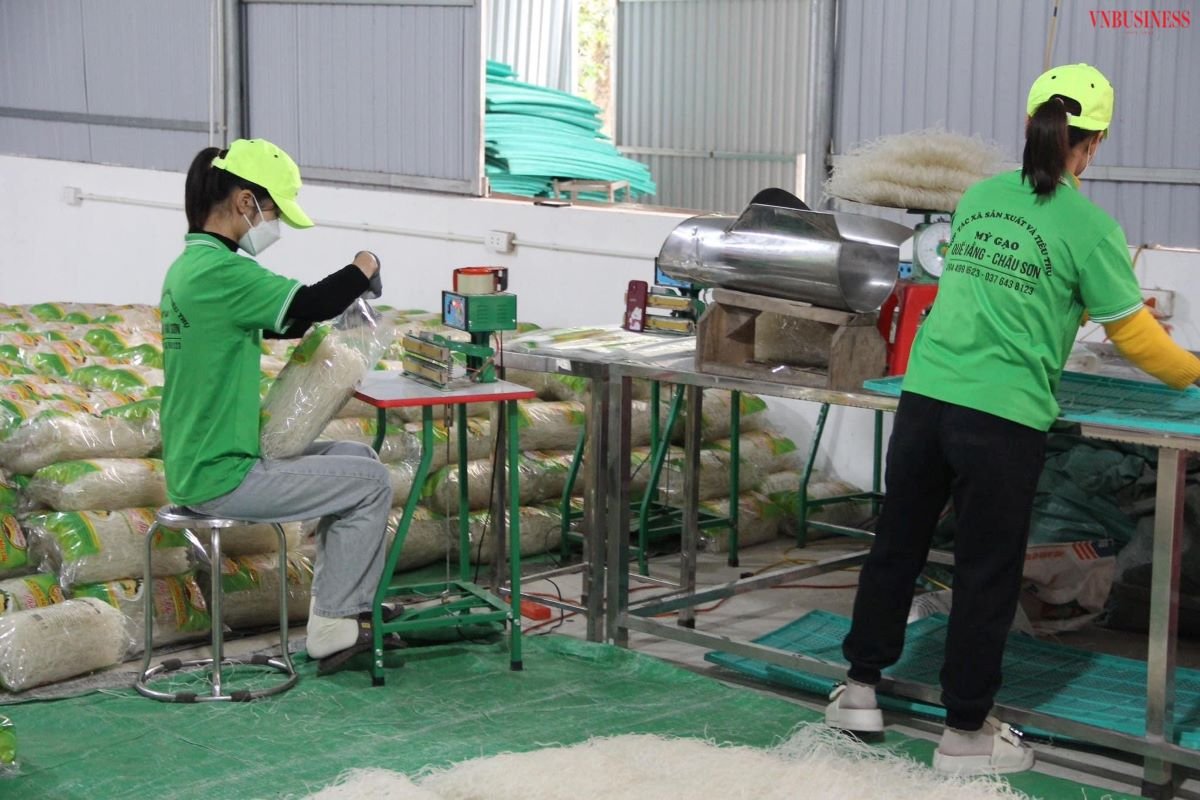 Bình quân mỗi tháng, HTX sản xuất khoảng 25 tấn mỳ các loại &lpar;bún, phở&rpar;, đạt doanh thu trên 650 triệu đồng