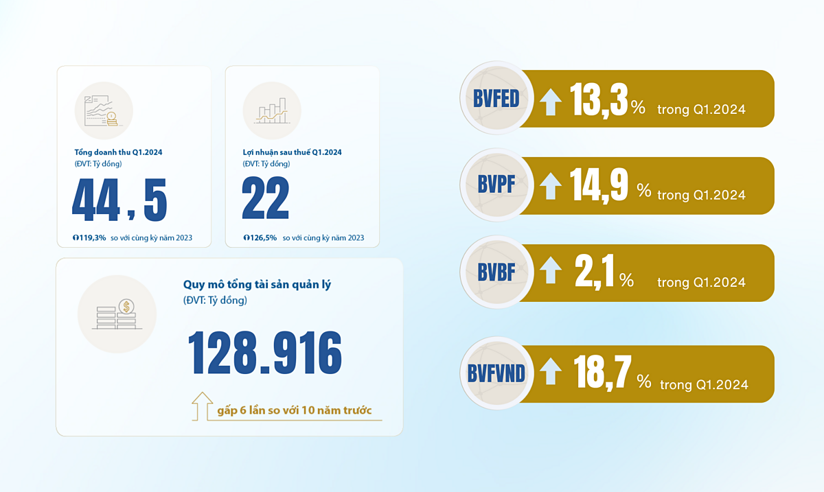 Kết quả kinh doanh của Baoviet Fund quý I năm 2024.