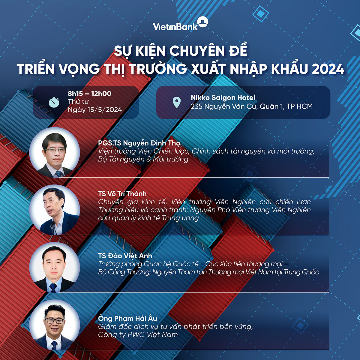 Sự kiện chuyên đề triển vọng thị trường xuất nhập khẩu 2024 do Vietinbank tổ chức.