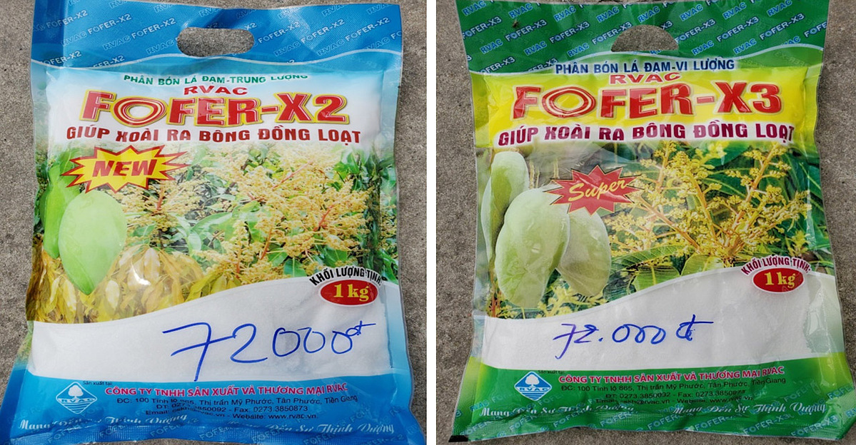 Sản phẩm phân bón lá đạm-trung lượng RVAC FOFER-X2 và RVAC FOFER-X2 vi phạm nhãn hàng hóa.