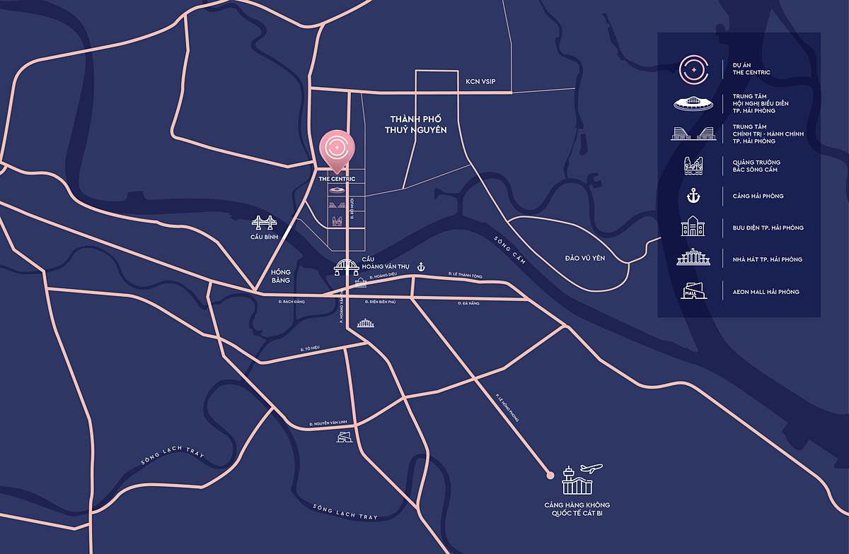 The Centric nằm tại vị trí tâm điểm kết nối, từ đó có thể di chuyển thuận tiện tới những khu vực trọng yếu của TP. Hải Phòng.