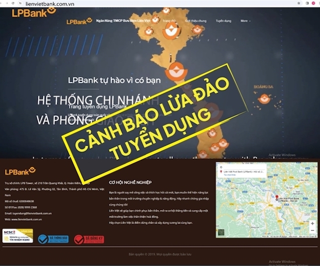 LPBank cảnh báo chiêu trò mạo danh ngân hàng lừa tuyển dụng nhân sự để chiếm đoạt tài sản.