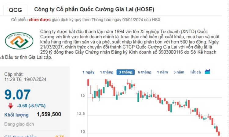 Nhận tin dữ, cổ phiếu của Quốc Cường Gia Lai ‘trắng bên mua’