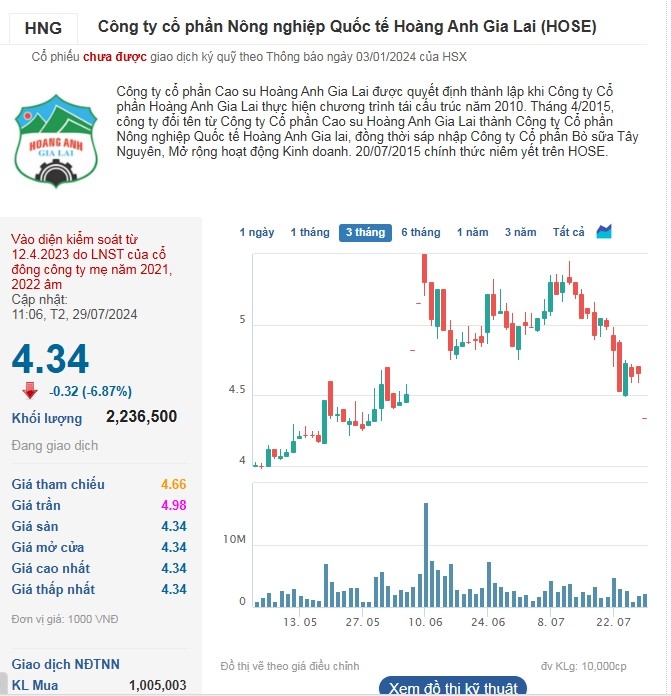 Cổ phiếu HNG giảm sàn sau tin cổ phiếu bị hủy niêm yết.