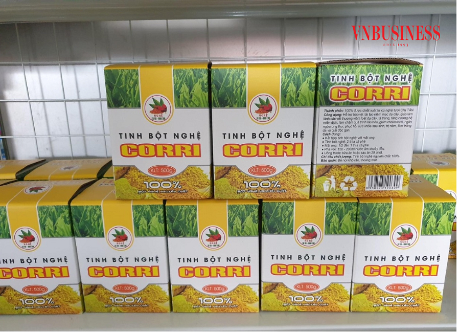 Hiện, HTX đang đẩy mạnh các sản phẩm: tinh bột nghệ Corri, bột nghệ Corri,...