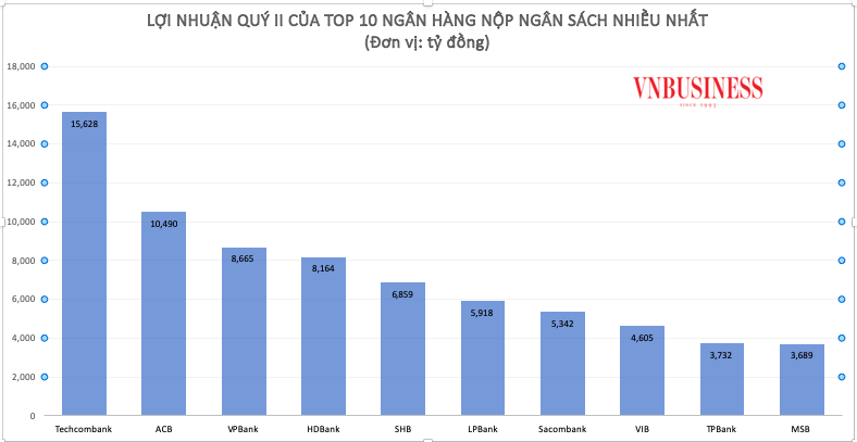 Tổng cộng 10 ngân hàng tư nhân nộp ngân sách lớn nhất đạt hơn 73.000 tỷ đồng lợi nhuận trước thuế trong nửa đầu năm 2024.