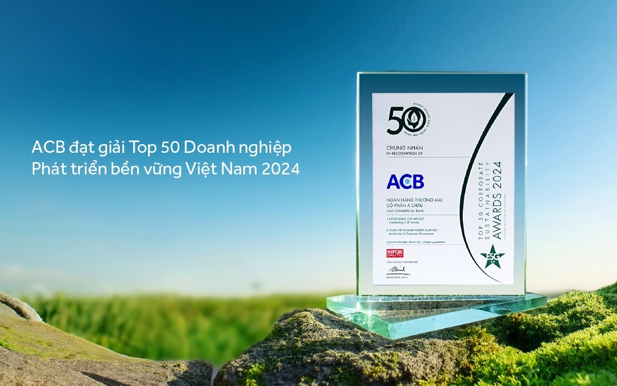 ACB đạt giải top 50 doanh nghiệp phát triển bền vững Việt Nam 2024.