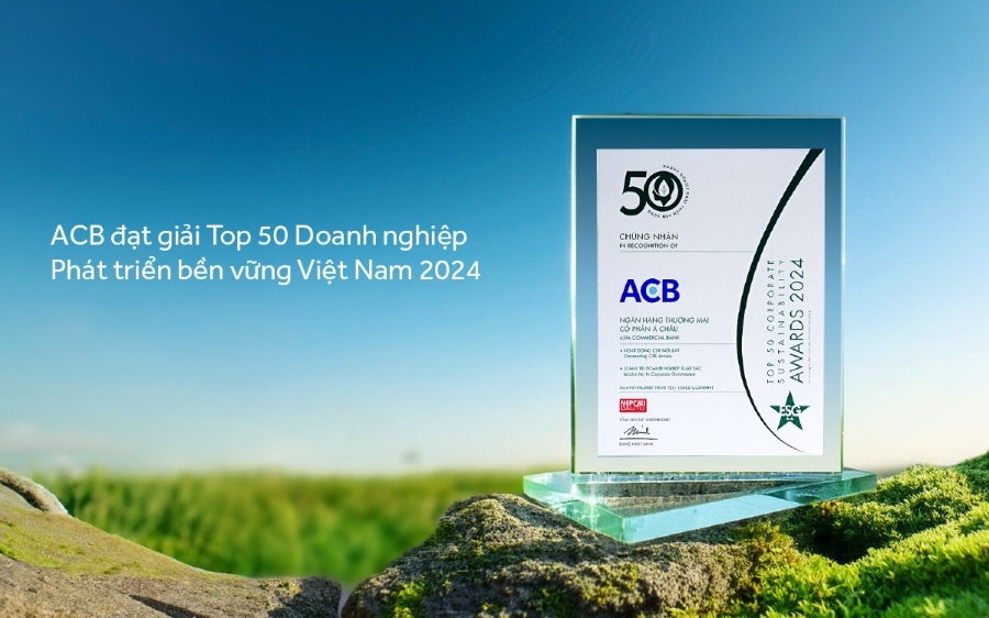 ACB đạt giải top 50 doanh nghiệp phát triển bền vững Việt Nam 2024.