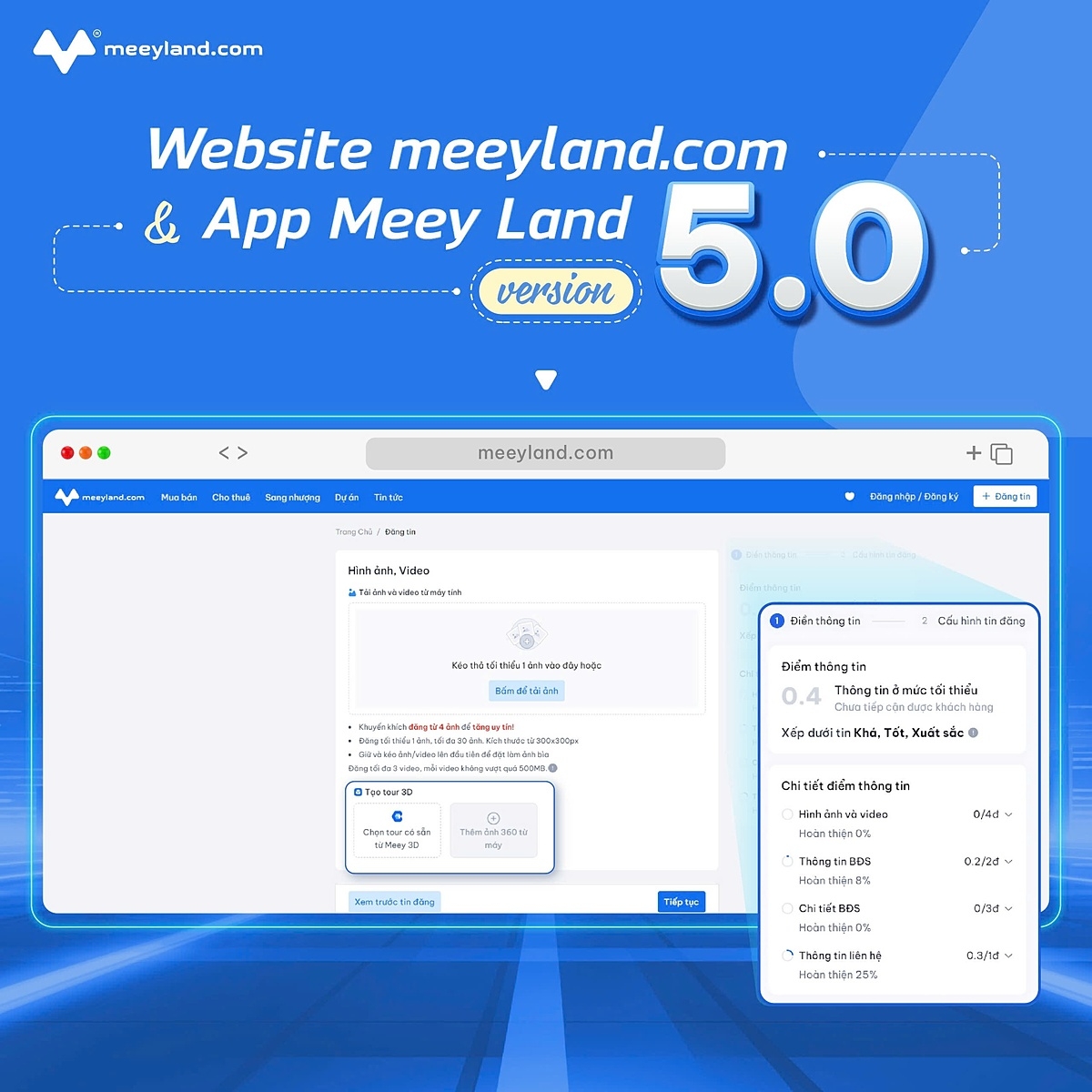 Phiên bản mới nâng cấp của meeyland.com được thiết kế thân thiện và dễ sử dụng.