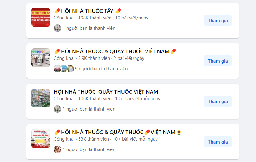Nhiều hội nhóm mua - bán thuốc với hàng nghìn thành viên tham gia.