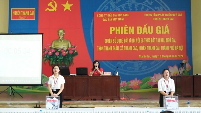 Sau phiên đấu giá gây nhiều chú ý ngày 10/0, phiên đấu giá ngày 17/8 tới tại Thanh Oai bị dừng &lpar;Ảnh: CTT huyện Thanh Oai&rpar;.