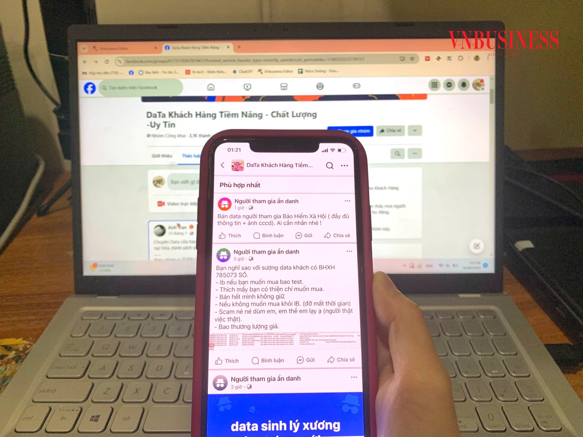 Hàng loạt bài đăng trong các hội nhóm mua bán dữ liệu cá nhân vẫn hoạt động công khai.