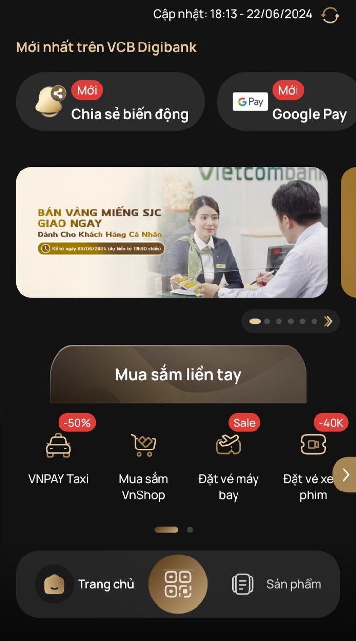 Kể từ ngày 27/8, Vietcombank sẽ bán vàng qua app.