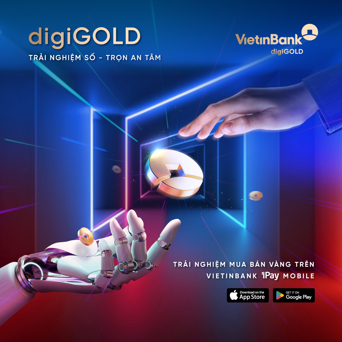digiGOLD sẽ mang đến cho khách hàng những trải nghiệm số thông qua mua bán vàng nhanh chóng, tiện lợi và gửi trọn an tâm bởi hệ thống giao dịch bảo đảm AN TOÀN BẢO MẬT.