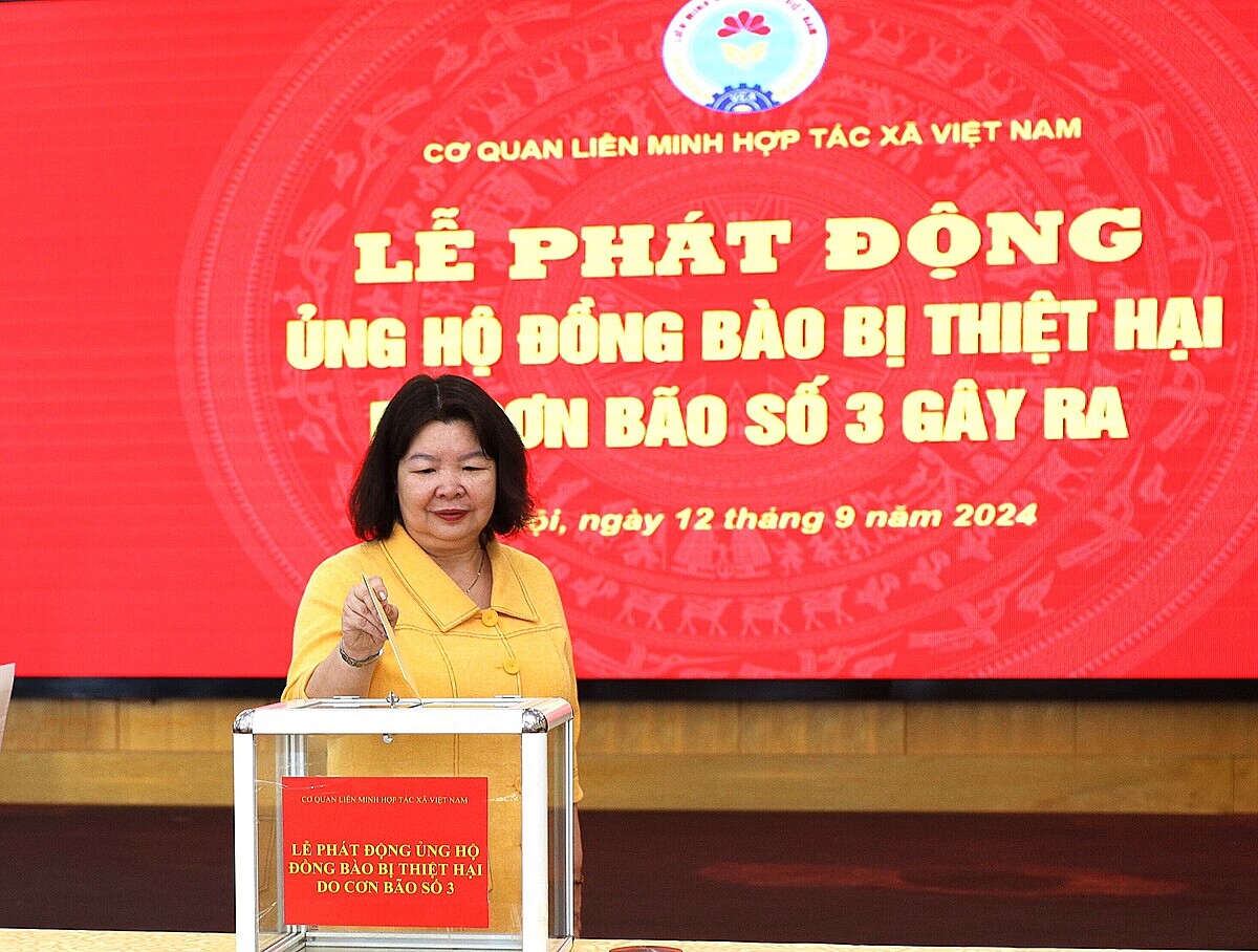 Chủ tịch Liên minh Hợp tác xã Việt Nam cùng toàn thể công chức, viên chức, người lao động đã trực tiếp quyên góp, ủng hộ nhân dân vùng bị bão lũ, thiên tai.