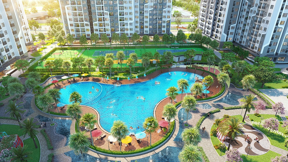 Bể bơi phong cách nhiệt đới theo tiêu chuẩn Olympic.