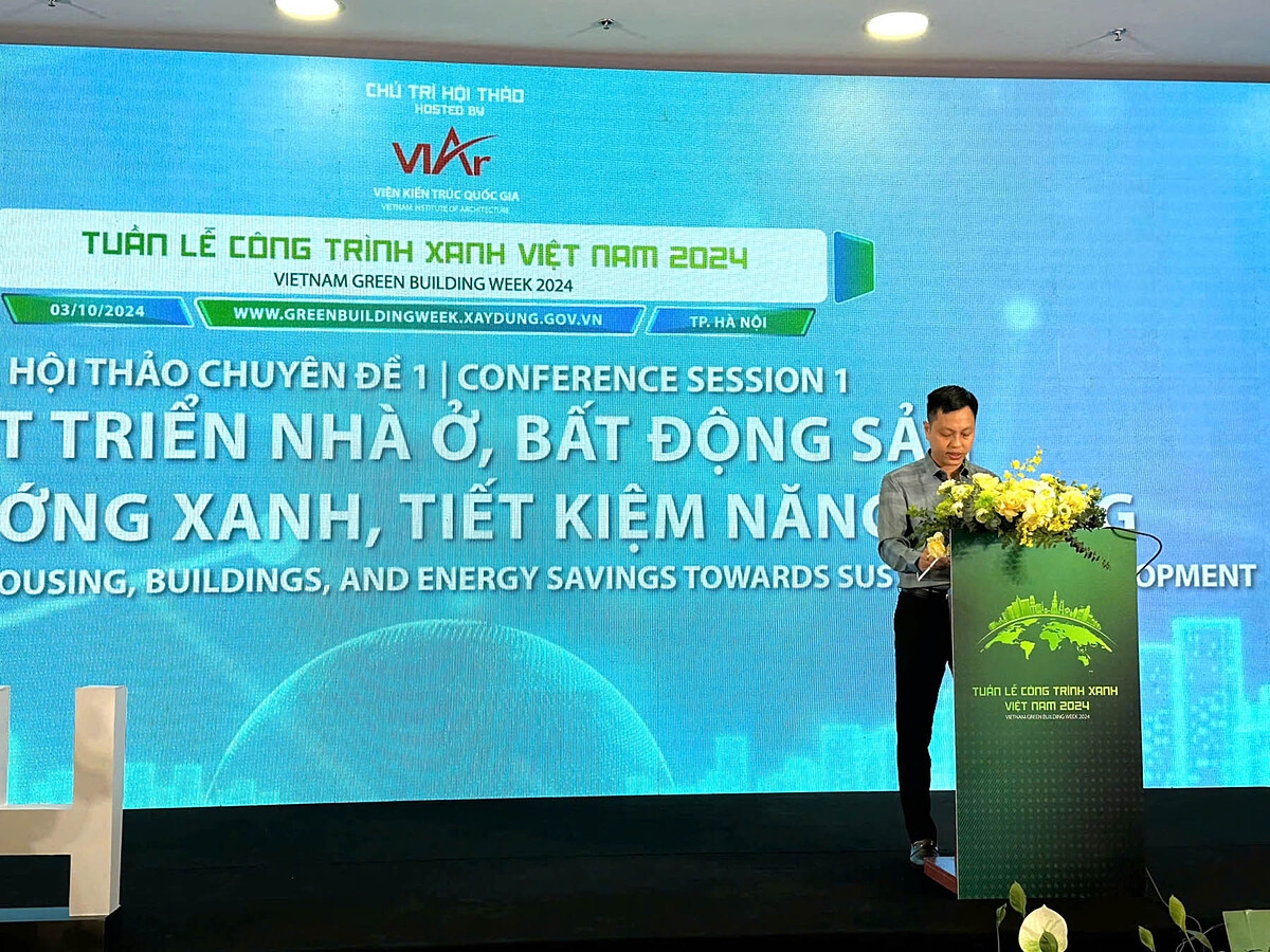 Ông Nguyễn Đức Vinh, Phó trưởng phòng Quản lý, phát triển nhà ở xã hội, Cục Quản lý nhà và thị trường bất động sản, phát biểu tại sự kiện.