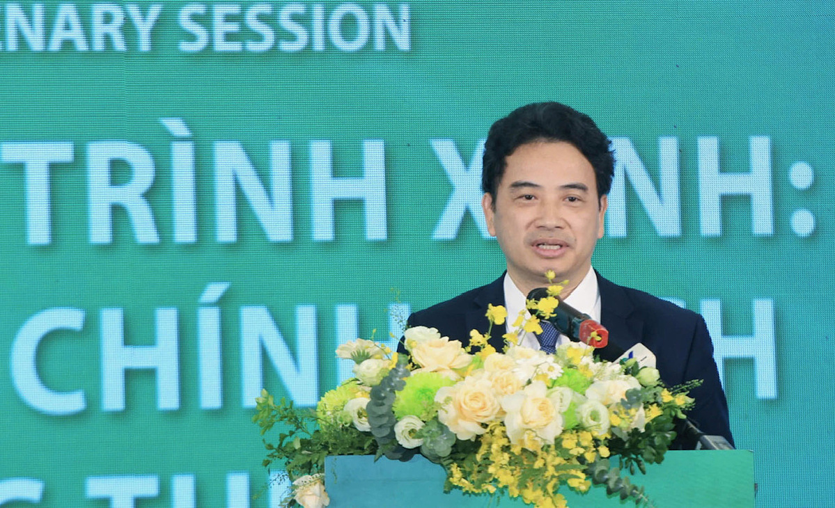 PGS.TS. Vũ Ngọc Anh – Vụ trưởng Vụ Khoa học công nghệ và Môi trường, Bộ Xây dựng, phát biểu tại sự kiện.