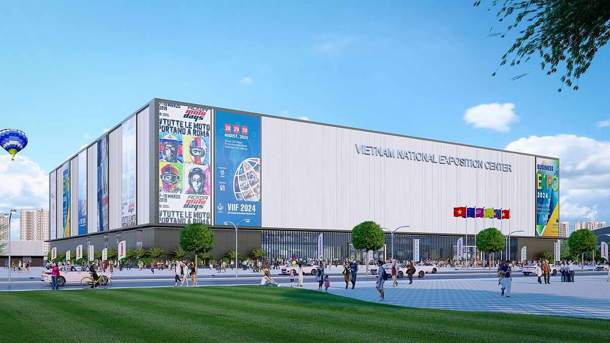 Trung tâm triển lãm thường xuyên khối A có quy mô 5 tầng, tổng diện tích mặt sàn 80.000m2.