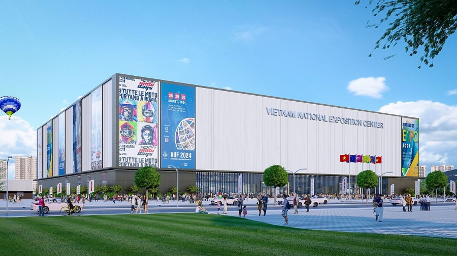 Trung tâm triển lãm thường xuyên khối A có quy mô 5 tầng, tổng diện tích mặt sàn 80.000m2.