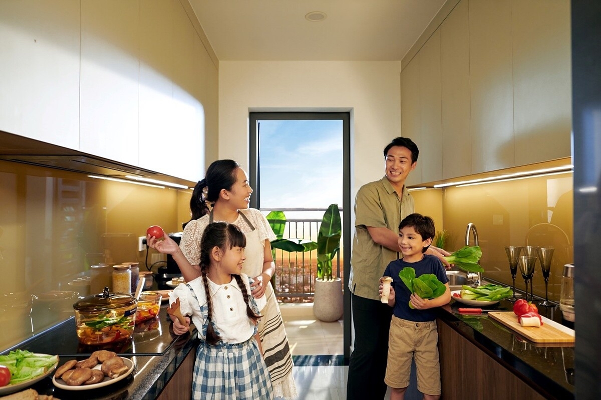 Phòng bếp tiện dụng, đầy cảm hứng.