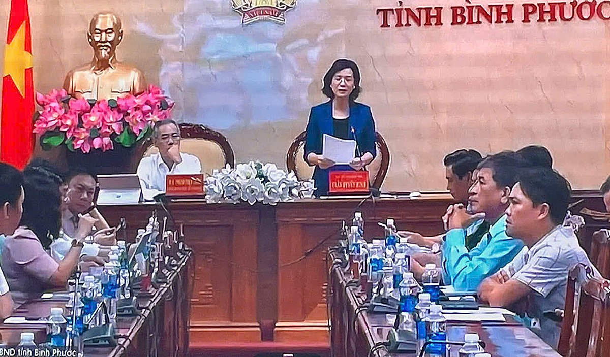 Đại diện tỉnh Bình Phước tham gia phát biểu ý kiến thông qua hình thức trực tuyến.