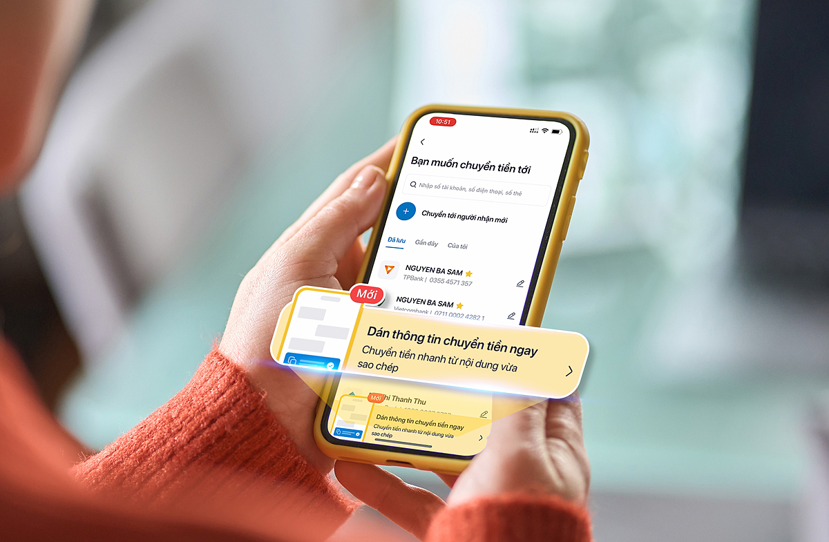 Nếu sao chép nội dung trước khi đăng nhập PVConnect, hệ thống sẽ gợi ý việc dán thông tin để khách hàng có thể chuyển tiền ngay.