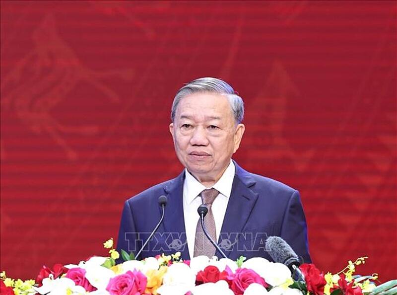 Tổng Bí thư Tô Lâm phát biểu chào mừng ngày Nhà giáo Việt Nam 20/11. Ảnh: Thống Nhất/TTXVN