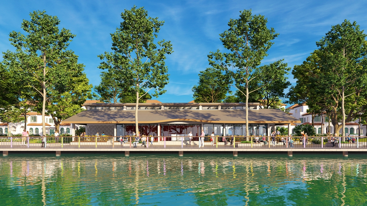 Những townhouse vừa có tầm nhìn hướng thủy, ngắm trọn công trình biểu tượng, vừa đón đầu dòng khách thăm quan, trải nghiệm trục lễ hội, xem nhạc nước.