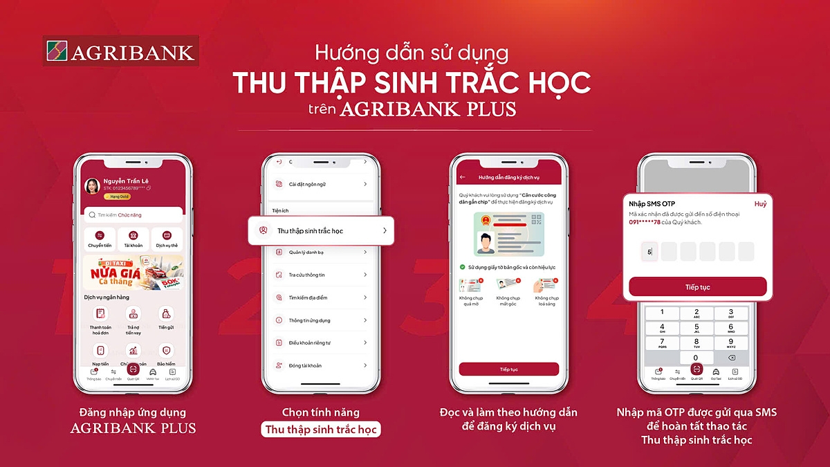 Các bước hướng dẫn sử dụng thu thập sinh trắc học.