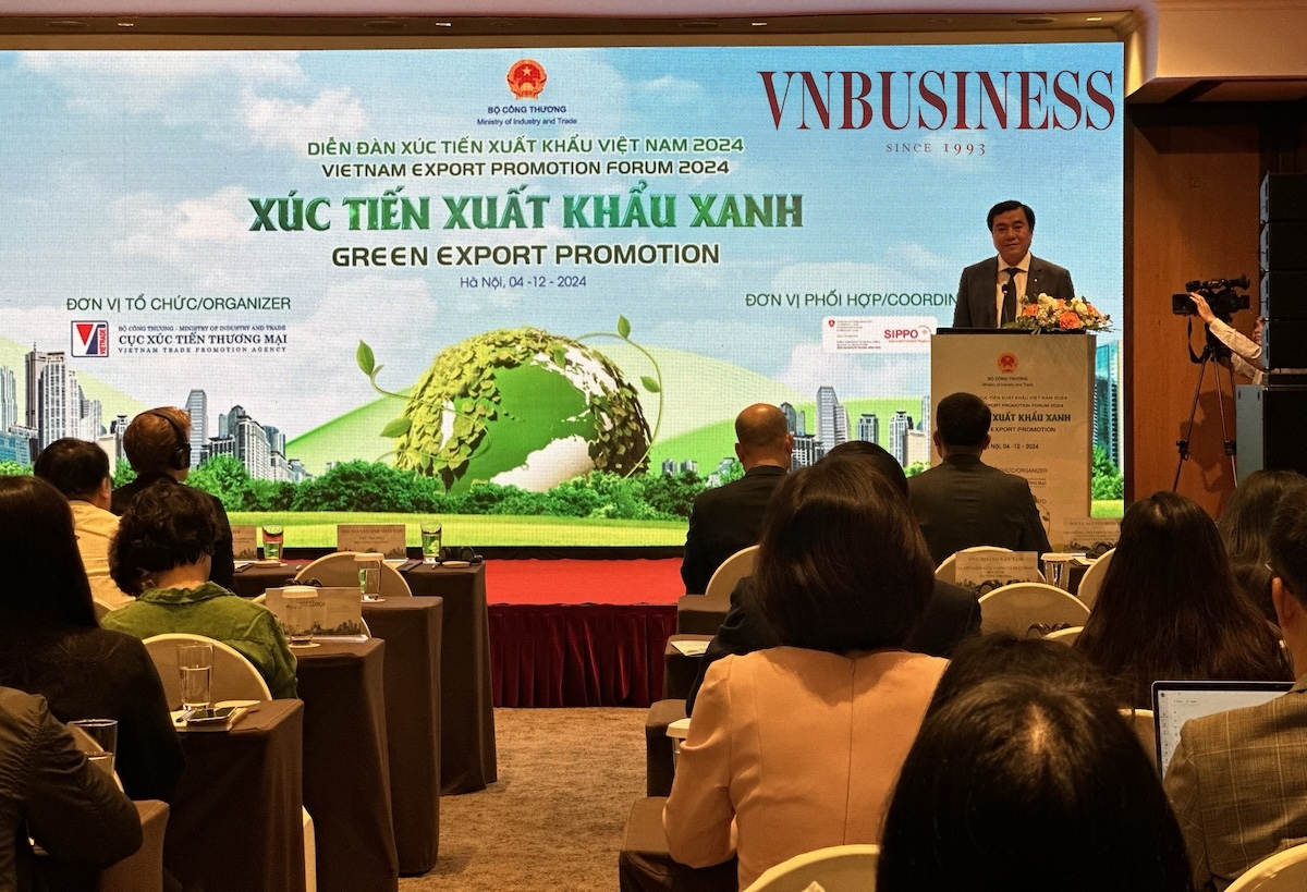 Thứ trưởng Bộ Công Thương, Nguyễn Sinh Nhật Tân phát biểu tại Diễn đàn Xúc tiến Xuất khẩu 2024.