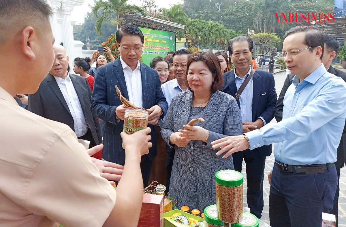 Các đại biểu thăm các gian hàng trưng bày sản phẩm.