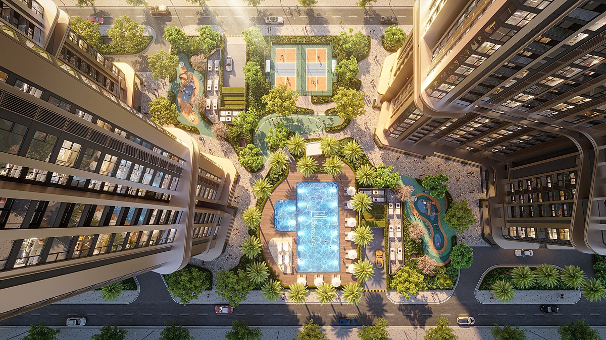 Chuỗi tiện ích hiện đại được bố trí từ trong nhà ra ngoài trời.