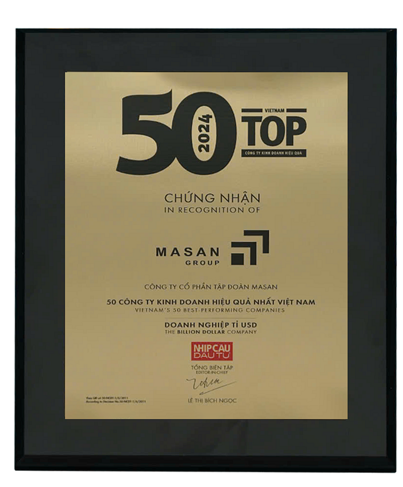Masan Group 11 năm liên tiếp vào TOP 50 Công ty kinh doanh hiệu quả nhất Việt Nam.
