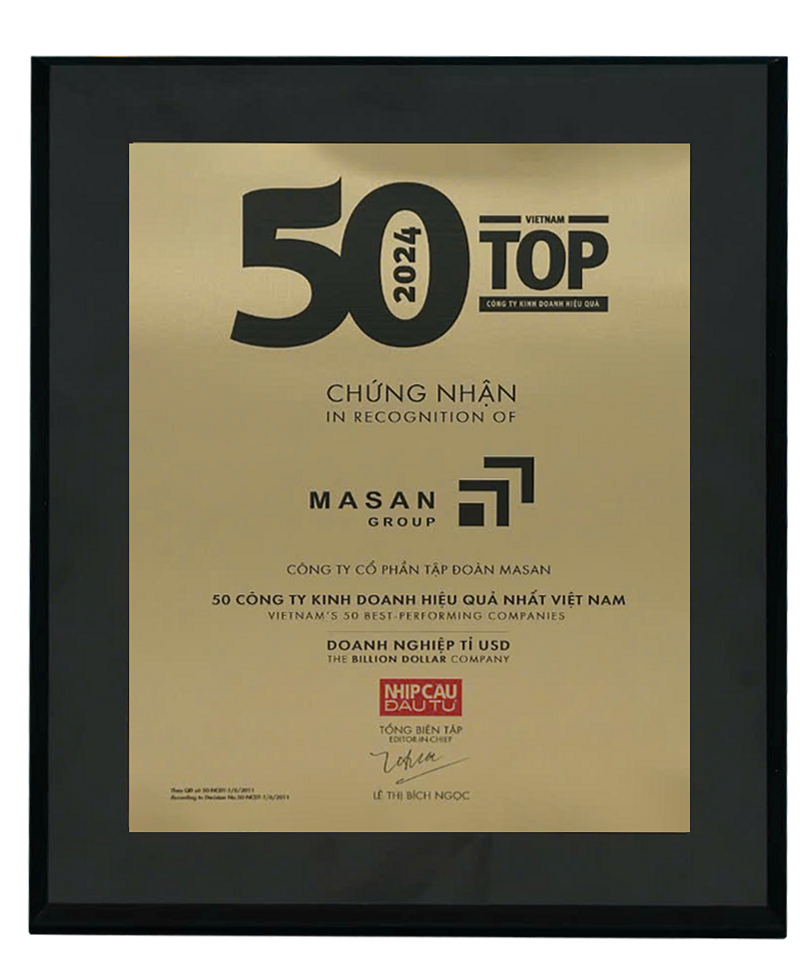 Masan Group 11 năm liên tiếp vào TOP 50 Công ty kinh doanh hiệu quả nhất Việt Nam.