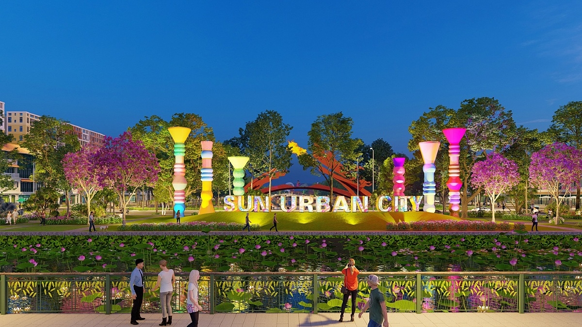 Sun Urban City dành nhiều diện tích cho cảnh quan xanh, mặt nước.