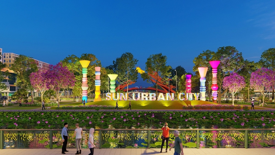 Sun Urban City dành nhiều diện tích cho cảnh quan xanh, mặt nước.
