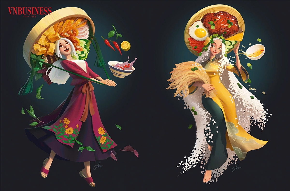 Sơn cho biết phải suy nghĩ rất nhiều để có thể liên kết những hình ảnh đặc trưng của một món ăn khớp với các bộ phận cơ thể con người.