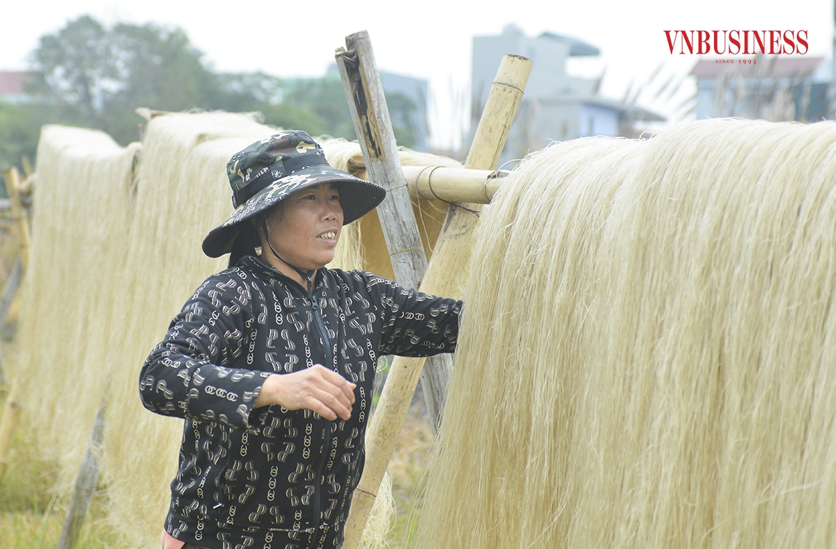Theo chị Hiền, một người dân làm miến thì để làm ra những sợi miến ngon, phải trải qua nhiều công đoạn phức tạp và đòi hỏi có sự khéo léo, công phu, tỉ mỉ, 2-3 người cùng làm mới có thể hoàn thành. Trung bình mỗi ngày đơn đặt hàng lên đến 1,5 tấn. Giá miến thời điểm hiện tại từ 70.000 - 120.000 đồng/kg, tùy loại.