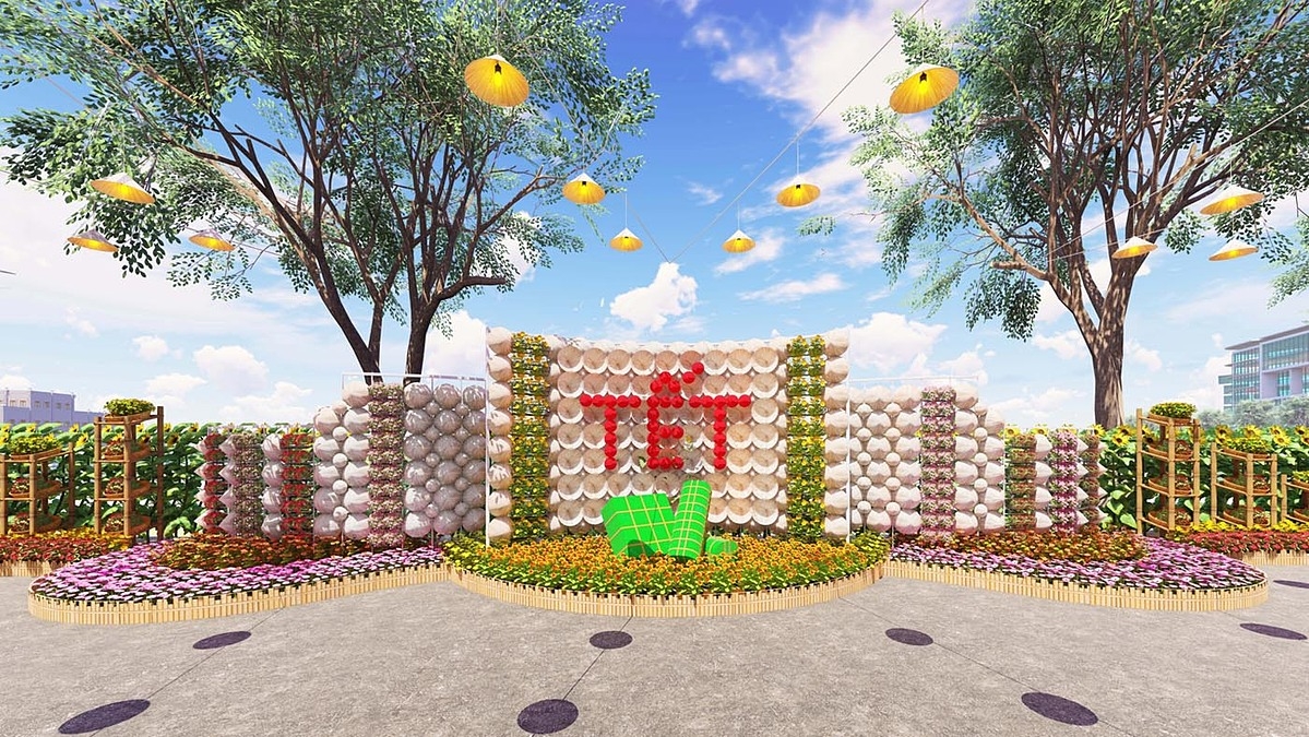 Tiểu cảnh Sắc xuân Tết Việt.