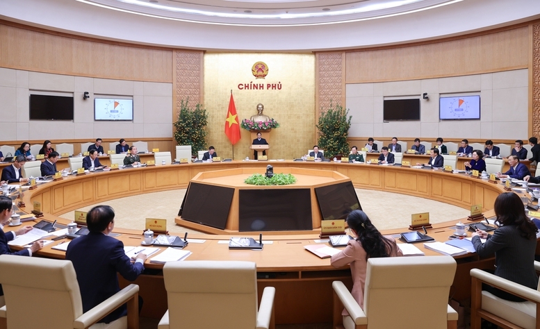 Toàn cảnh Phiên họp Chính phủ thường kỳ tháng 1/2025 diễn ra sáng 5/2. Ảnh: VGP/Nhật Bắc
